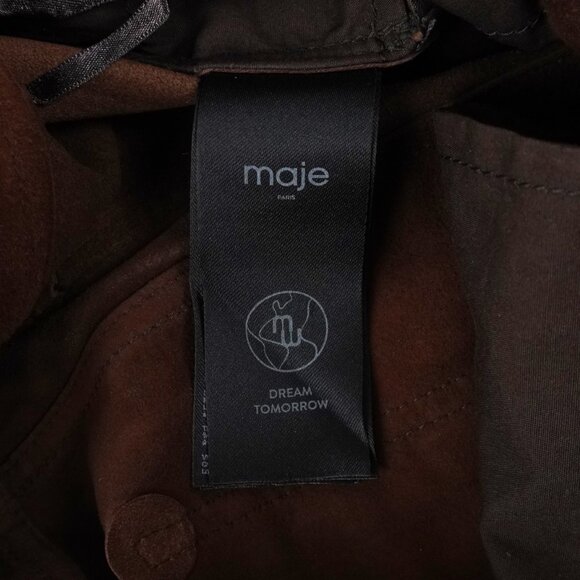 Maje Plutoma Flared Leather Trousers In Marron Brown Women's Size EU 38 - NWT - Picture 9 of 12